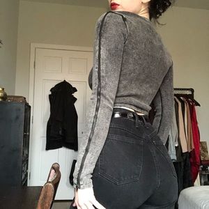 SOLD Y2K Zip Sleeve Crop Top